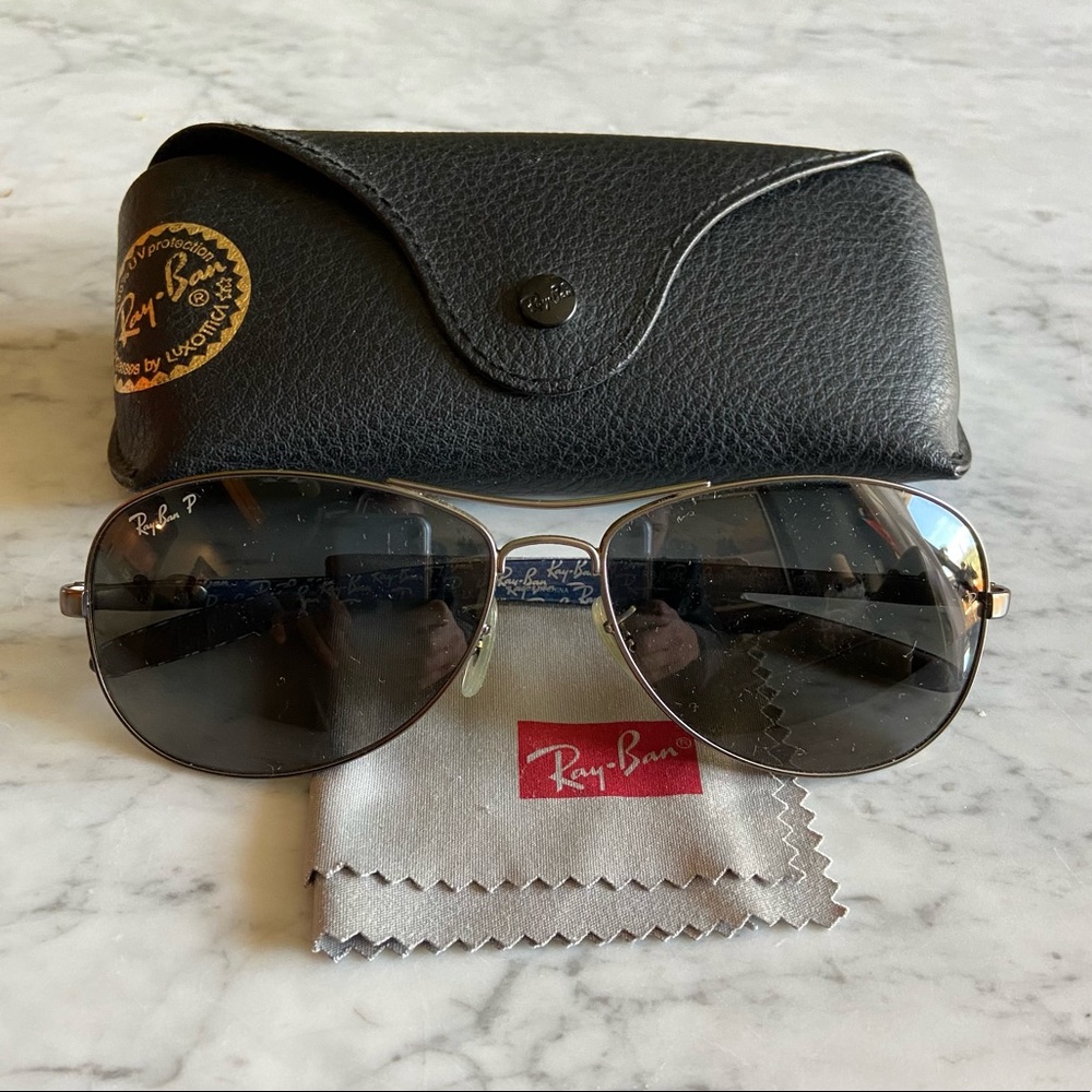 RayBan Gun Metal Polorized Aviator Sunglasses